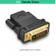 Адаптер UGREEN 20124 DVI 24+1 Male to HDMI Female Adapter (Black) (UGR-20124) (UGR-20124)
