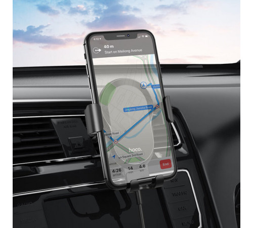 Автотримач для телефона з БЗП HOCO CA105 Guide three-axis linkage wireless charging car holder Black (6931474762443)