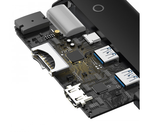 USB-хаб Baseus Lite Series 6-Port Type-C HUB Docking Station (Type-C to HDMI+USB3.0*2+PD+SD/TF) Black (WKQX050101)