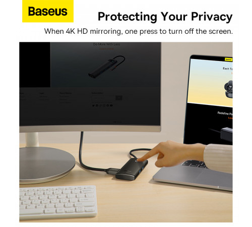 USB-хаб Baseus Lite Series 6-Port Type-C HUB Docking Station (Type-C to HDMI+USB3.0*2+PD+SD/TF) Black (WKQX050101)