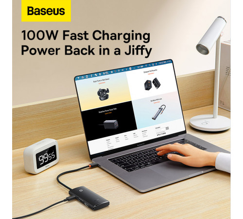 USB-хаб Baseus Lite Series 6-Port Type-C HUB Docking Station (Type-C to HDMI+USB3.0*2+PD+SD/TF) Black (WKQX050101)
