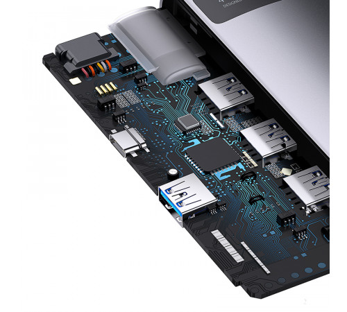 USB-хаб Baseus Metal Gleam Series 4-in-1 Multifunctional Type-C HUB Docking Station Gray（Type-C to USB3.0*4） (WKWG070013)