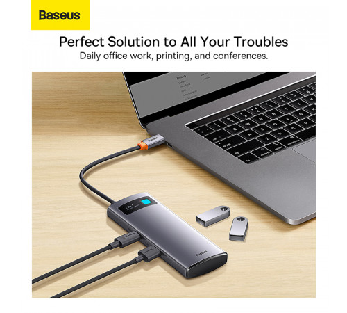 USB-хаб Baseus Metal Gleam Series 4-in-1 Multifunctional Type-C HUB Docking Station Gray（Type-C to USB3.0*4） (WKWG070013)