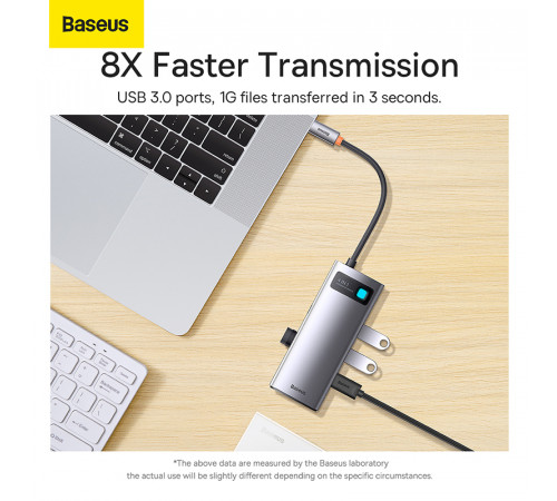 USB-хаб Baseus Metal Gleam Series 4-in-1 Multifunctional Type-C HUB Docking Station Gray（Type-C to USB3.0*4） (WKWG070013)