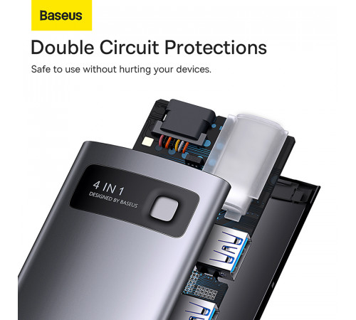 USB-хаб Baseus Metal Gleam Series 4-in-1 Multifunctional Type-C HUB Docking Station Gray（Type-C to USB3.0*4） (WKWG070013)