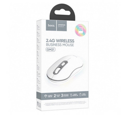 Маніпулятор миша HOCO GM21 Platinum 2.4G business wireless mouse White Gray (6931474790958)