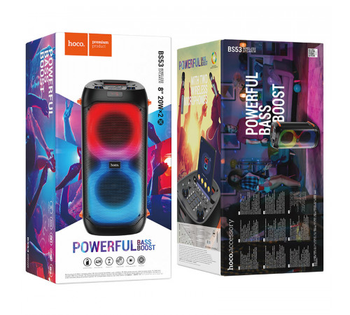 Портативна колонка HOCO BS53 Manhattan wireless dual mic outdoor BT speaker, 20W*2, Black (6931474781116)