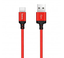 Кабель HOCO X14 USB to Type-C 3A, 1m, nylon, aluminum connectors, Black-Red (6957531062875)