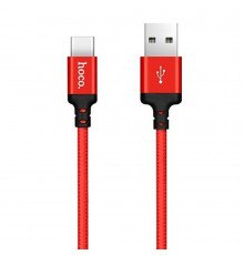 Кабель HOCO X14 USB to Type-C 3A, 1m, nylon, aluminum connectors, Black-Red (6957531062875)