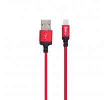 Кабель HOCO X14 USB to iP 2A, 2m, nylon, aluminum connectors Black-red (6957531062899)