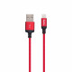 Кабель HOCO X14 USB to iP 2A, 2m, nylon, aluminum connectors Black-red (6957531062899)