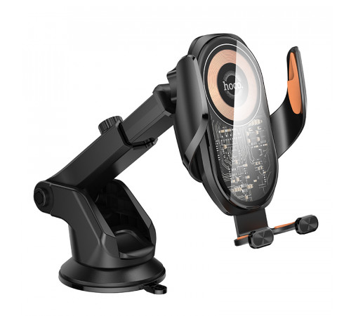 Автотримач для телефона з БЗП HOCO HW34 Blue whale 3-axis linkage wireless fast charging car holder(center console) (6942007652148)