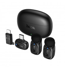 Беспроводная микрофонная система HOCO L19 Graceful dual-mic (iP/Type-C) Black (6942007655477)