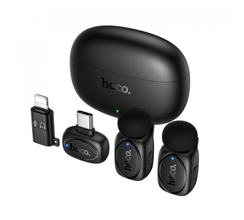 Бездротова мікрофонна система HOCO L19 Graceful dual-mic (iP/Type-C) Black (6942007655477)