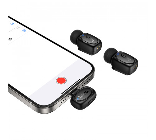 Бездротова мікрофонна система HOCO L19 Graceful dual-mic (iP/Type-C) Black (6942007655477)