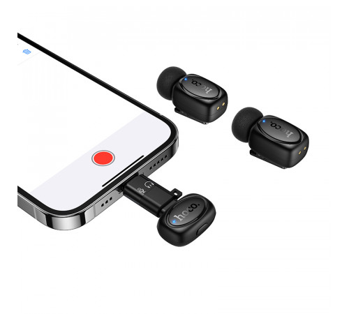 Бездротова мікрофонна система HOCO L19 Graceful dual-mic (iP/Type-C) Black (6942007655477)