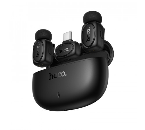 Бездротова мікрофонна система HOCO L19 Graceful dual-mic (iP/Type-C) Black (6942007655477)