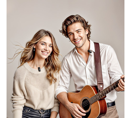 Бездротова мікрофонна система HOCO L19 Graceful dual-mic (iP/Type-C) Black (6942007655477)