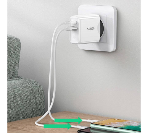 Мережевий зарядний пристрій UGREEN CD170 38W USB-C Wall Charger EU (White) (UGR-60468) (UGR-60468)