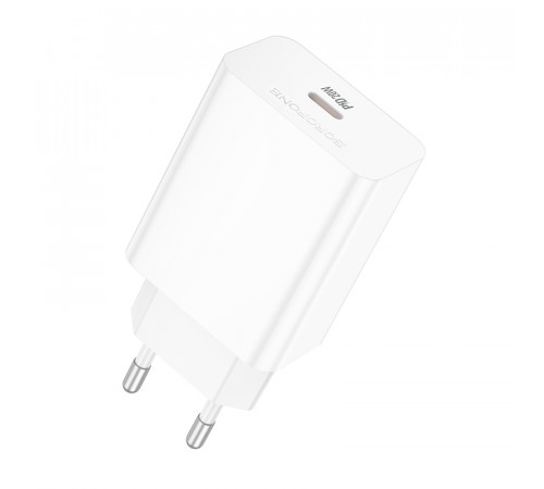 Мережевий зарядний пристрій BOROFONE BA21A Pro Long journey single port PD20W charger White (6941991111402)