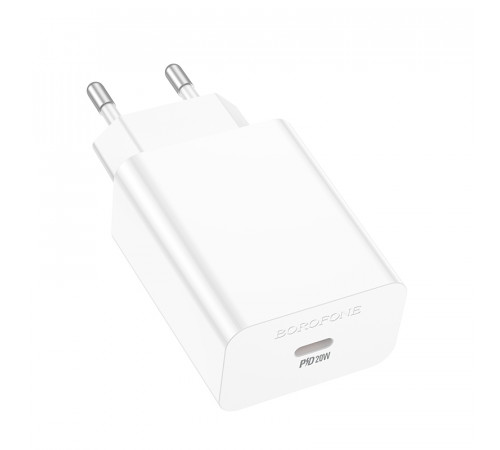 Мережевий зарядний пристрій BOROFONE BA21A Pro Long journey single port PD20W charger White (6941991111402)