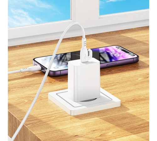 Мережевий зарядний пристрій BOROFONE BA21A Pro Long journey single port PD20W charger White (6941991111402)