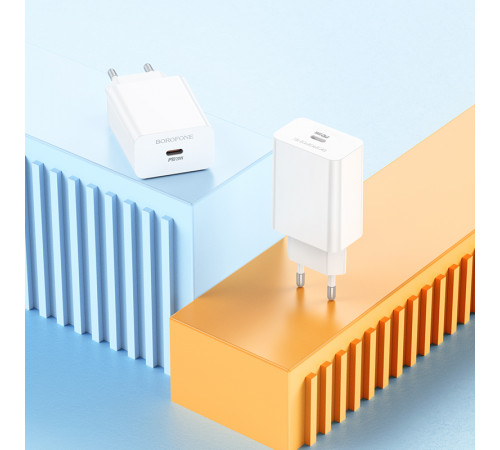 Мережевий зарядний пристрій BOROFONE BA21A Pro Long journey single port PD20W charger White (6941991111402)
