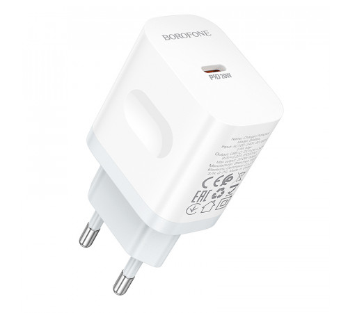 Мережевий зарядний пристрій BOROFONE BA99A Breeze single port PD20W charger White (6941991121357)