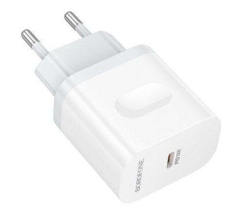 Мережевий зарядний пристрій BOROFONE BA99A Breeze single port PD20W charger White (6941991121357)