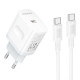 Мережевий зарядний пристрій з кабелем BOROFONE BA99A Breeze single port PD20W charger set(C to C) White (6941991121371)
