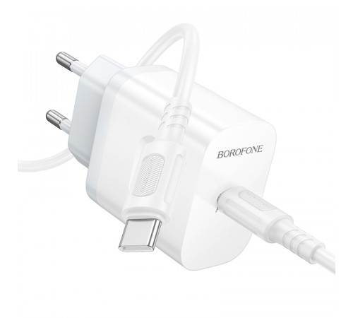 Мережевий зарядний пристрій з кабелем BOROFONE BA99A Breeze single port PD20W charger set(C to C) White (6941991121371)