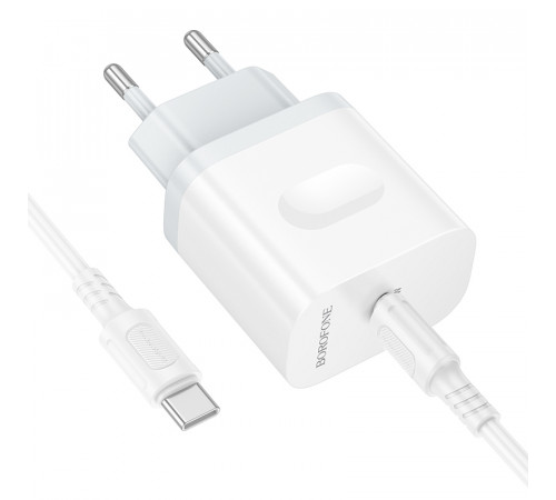 Мережевий зарядний пристрій з кабелем BOROFONE BA99A Breeze single port PD20W charger set(C to C) White (6941991121371)