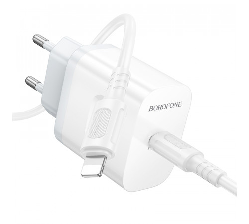 Мережевий зарядний пристрій з кабелем BOROFONE BA99A Breeze single port PD20W charger set(C to iP) White (6941991121364)
