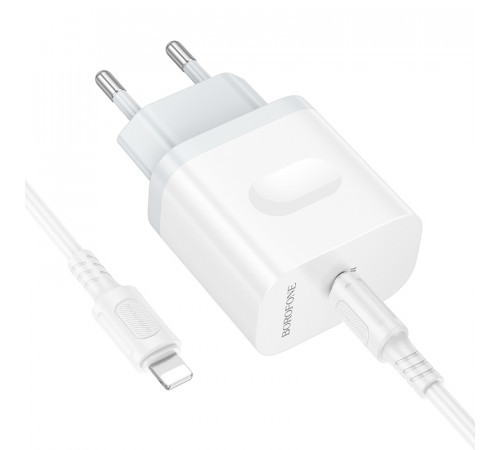 Мережевий зарядний пристрій з кабелем BOROFONE BA99A Breeze single port PD20W charger set(C to iP) White (6941991121364)