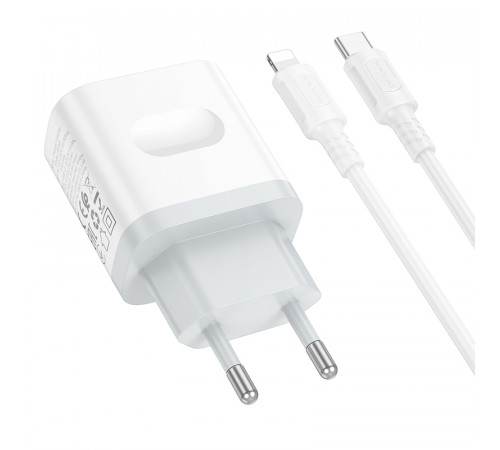 Мережевий зарядний пристрій з кабелем BOROFONE BA99A Breeze single port PD20W charger set(C to iP) White (6941991121364)