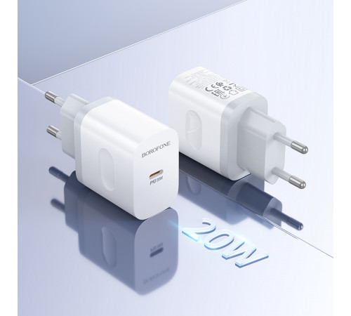 Мережевий зарядний пристрій з кабелем BOROFONE BA99A Breeze single port PD20W charger set(C to iP) White (6941991121364)