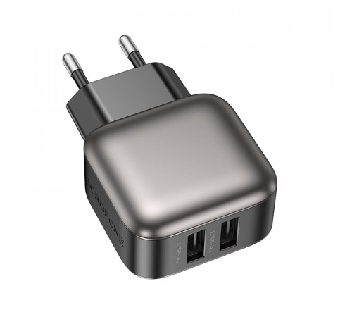 Мережевий зарядний пристрій BOROFONE BAS51A Absolute dual-port charger Black (6941991116100)