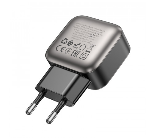 Мережевий зарядний пристрій BOROFONE BAS51A Absolute dual-port charger Black (6941991116100)