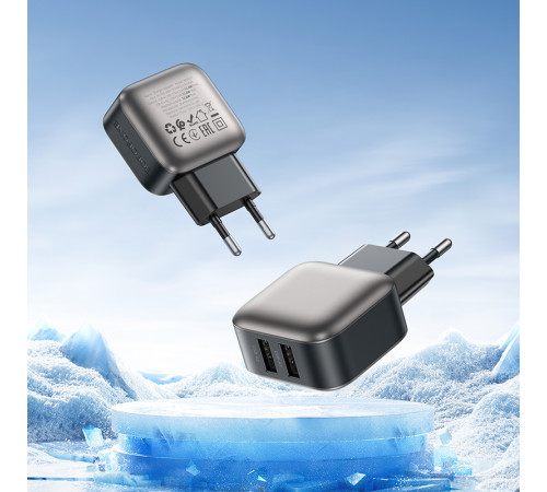 Мережевий зарядний пристрій BOROFONE BAS51A Absolute dual-port charger Black (6941991116100)