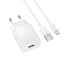 Мережевий зарядний пристрій з кабелем BOROFONE BAS71A Source single-port charger set(Micro) White (6941991122606)