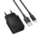 Мережевий зарядний пристрій з кабелем BOROFONE BAS71A Source single-port charger set(Type-C) Black (6941991122613)