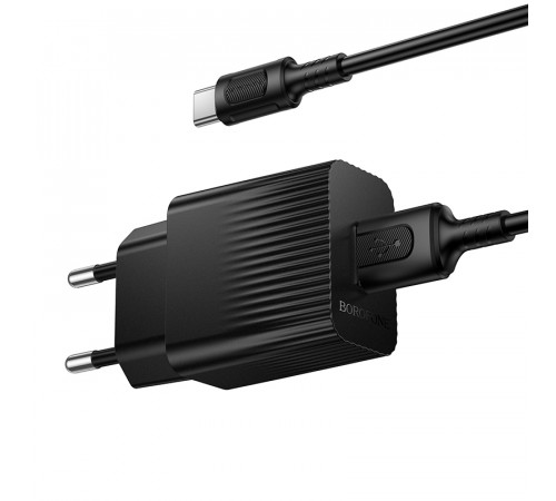 Мережевий зарядний пристрій з кабелем BOROFONE BAS71A Source single-port charger set(Type-C) Black (6941991122613)
