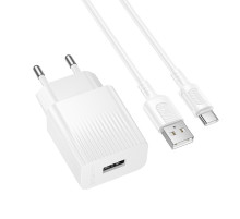 Мережевий зарядний пристрій з кабелем BOROFONE BAS71A Source single-port charger set(Type-C) White (6941991122620)