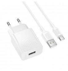 Мережевий зарядний пристрій з кабелем BOROFONE BAS71A Source single-port charger set(Type-C) White (6941991122620)