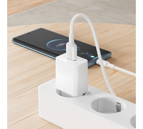 Мережевий зарядний пристрій з кабелем BOROFONE BAS71A Source single-port charger set(Type-C) White (6941991122620)