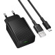 Мережевий зарядний пристрій з кабелем BOROFONE BAS72A Source single port QC3.0 charger set(Micro) Black (6941991122651)
