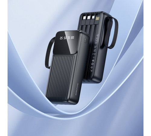 Зовнішній акумулятор BOROFONE BJ76A Smart power bank with 4 cables(20000mAh) Black (6941991120053)