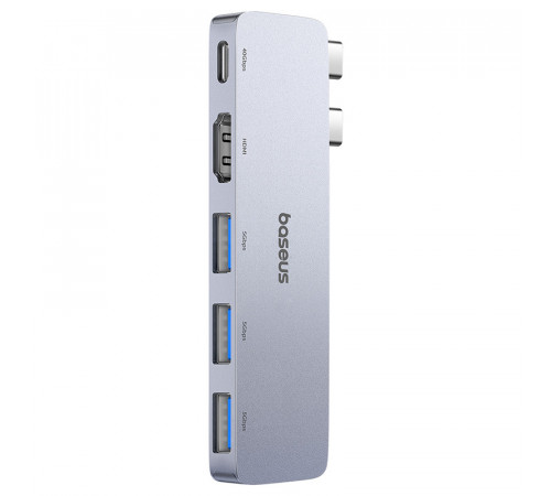 USB-хаб Baseus UltraJoy Series 5-Port HUB Space Grey (USB-C*2 to USB-C 40Gbps*1+HDMI 4K@30Hz*1+USB3.0*3） (B00052801811-04)