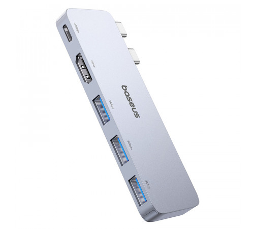 USB-хаб Baseus UltraJoy Series 5-Port HUB Space Grey (USB-C*2 to USB-C 40Gbps*1+HDMI 4K@30Hz*1+USB3.0*3） (B00052801811-04)