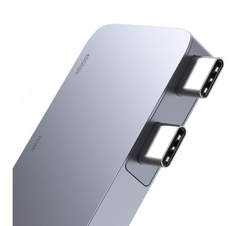 USB-хаб Baseus UltraJoy Series 5-Port HUB Space Grey (USB-C*2 to USB-C 40Gbps*1+HDMI 4K@30Hz*1+USB3.0*3） (B00052801811-04)